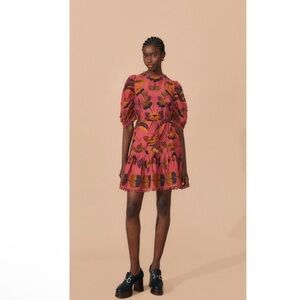 FARM Rio Pink and Orange Living Bloom Long Sleeve Dress